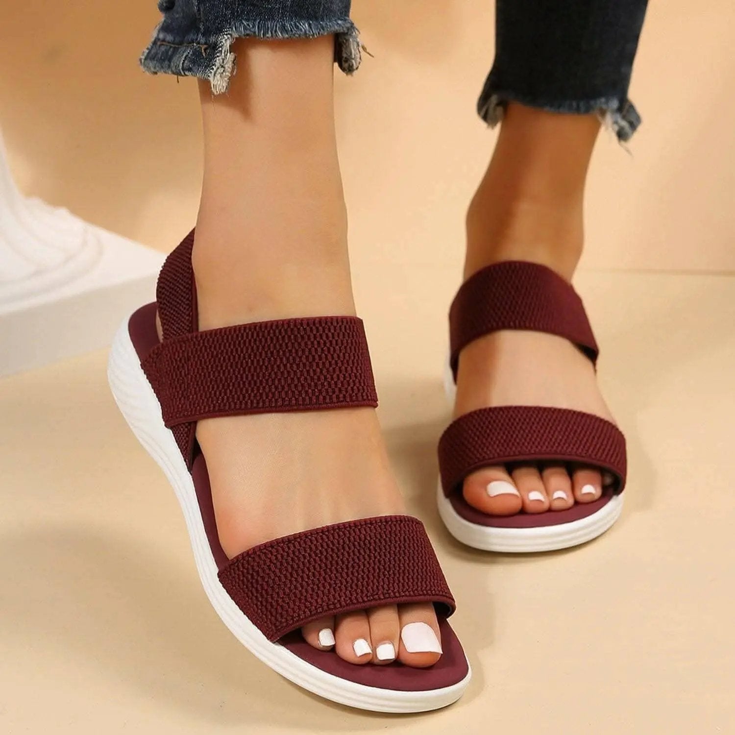 Comfortable low heel rubber sandals - Love Salve